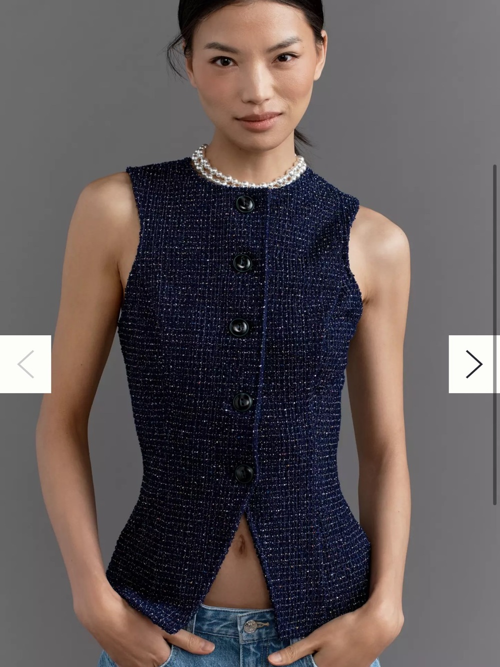 Maeve Tweed Button-Front Vest